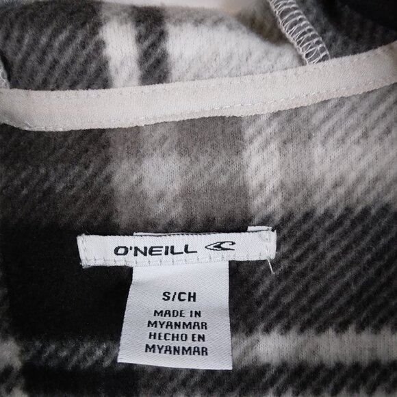 O'Neill  Half Zip Fleece Plaid Black and White Pullover Hoodie Size S - Picture 7 of 12